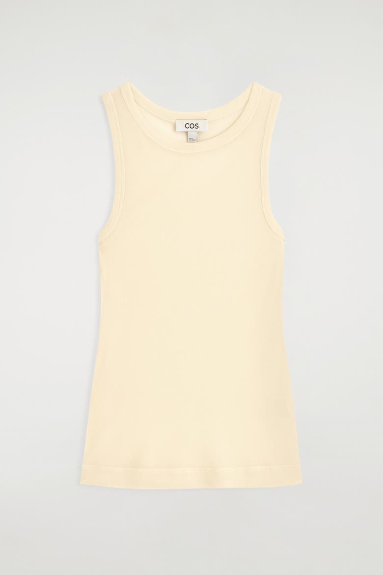 Ribbed Silk Tank Top, Alternate, color, BUTTERMILK