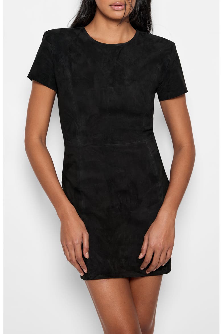 Fortuna Stretch Suede Dress, Alternate, color, Black