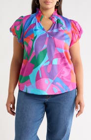 SUGARLIPS Vemmy Abstract Smocked Trim Top