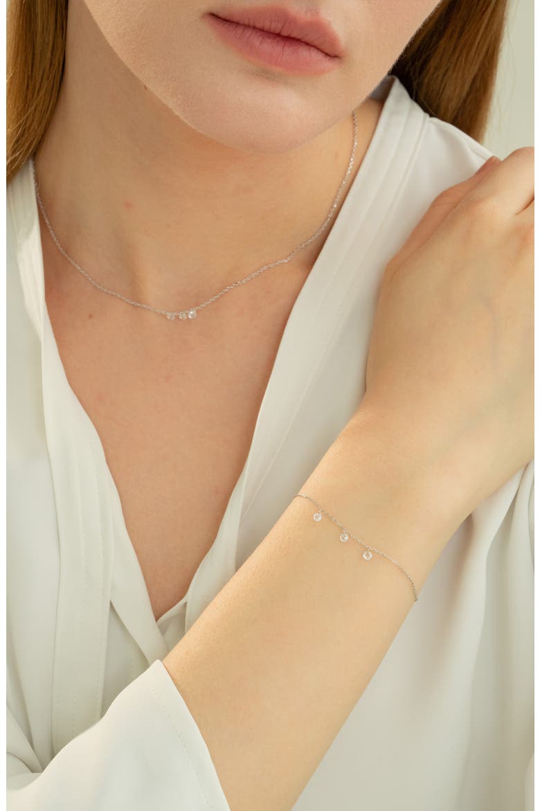 Sterling Silver 18k Gold Plated Emmeline Necklace Dainty Trendy Gift, Alternate, color, Silver