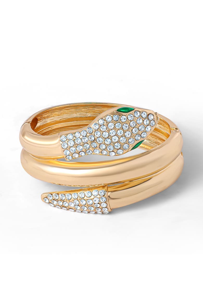 Snake Hinge Gold-Tone Bracelet with Crystal Eyes, Main, color, Gold