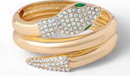 Jessica Simpson Snake Hinge Gold-Tone Bracelet with Crystal Eyes