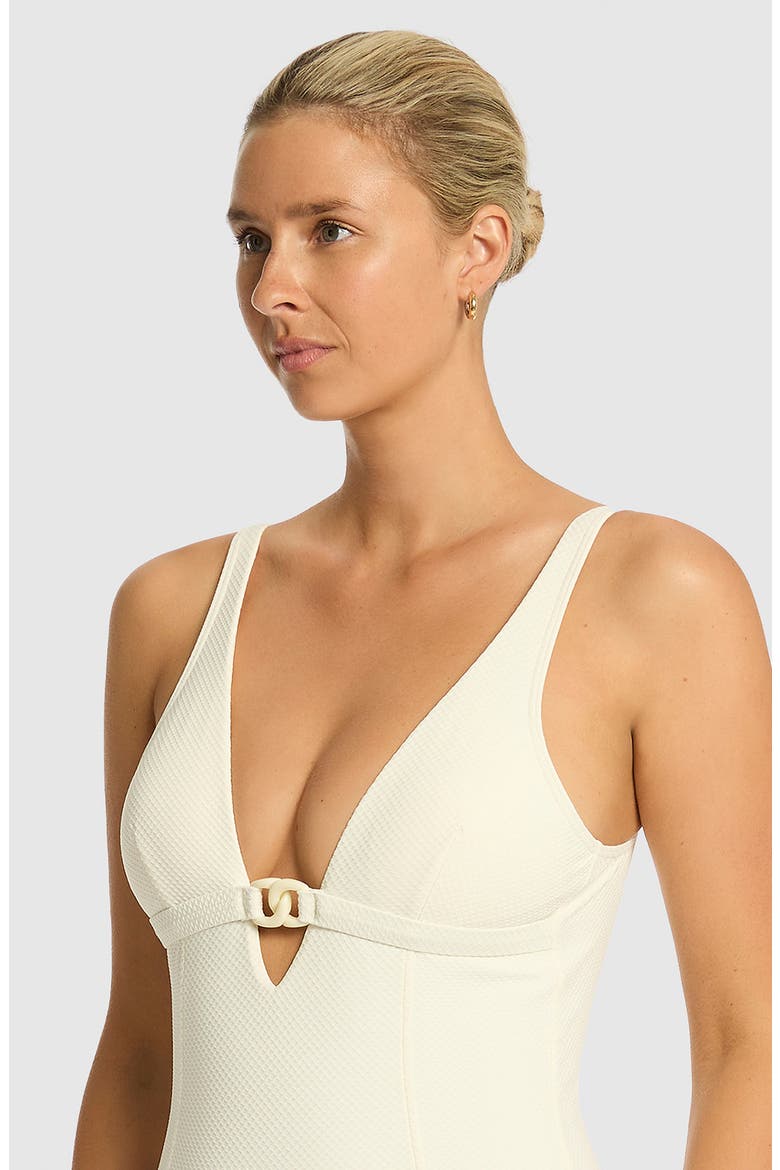 Nautique Chain Link One-Piece Swimsuit, Alternate, color, COCONUT