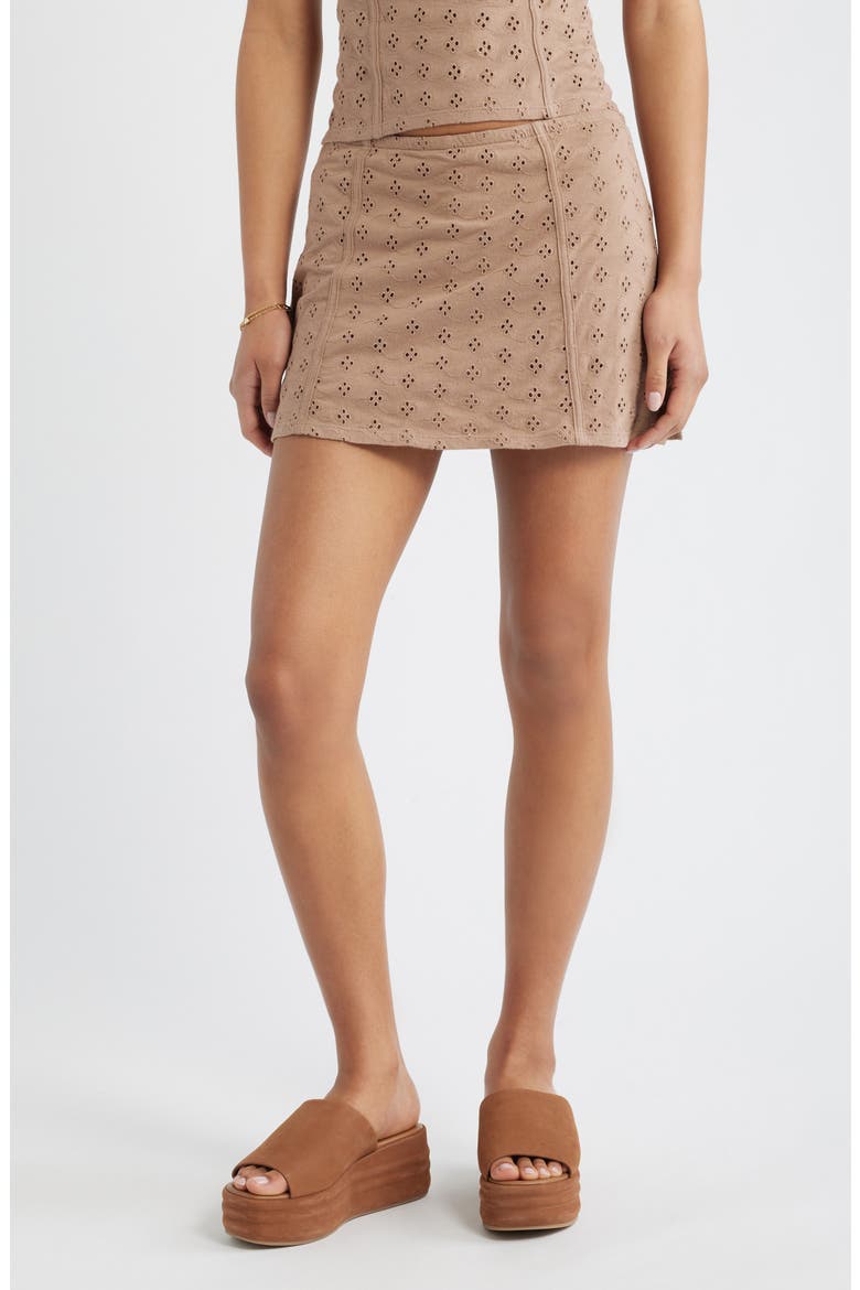 Cotton Eyelet Miniskort, Main, color, BROWN FRESCO