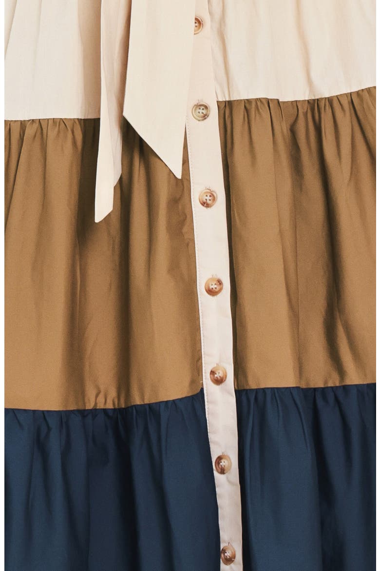 Colorblock Maxi Shirtdress, Alternate, color, NAVY BROWN