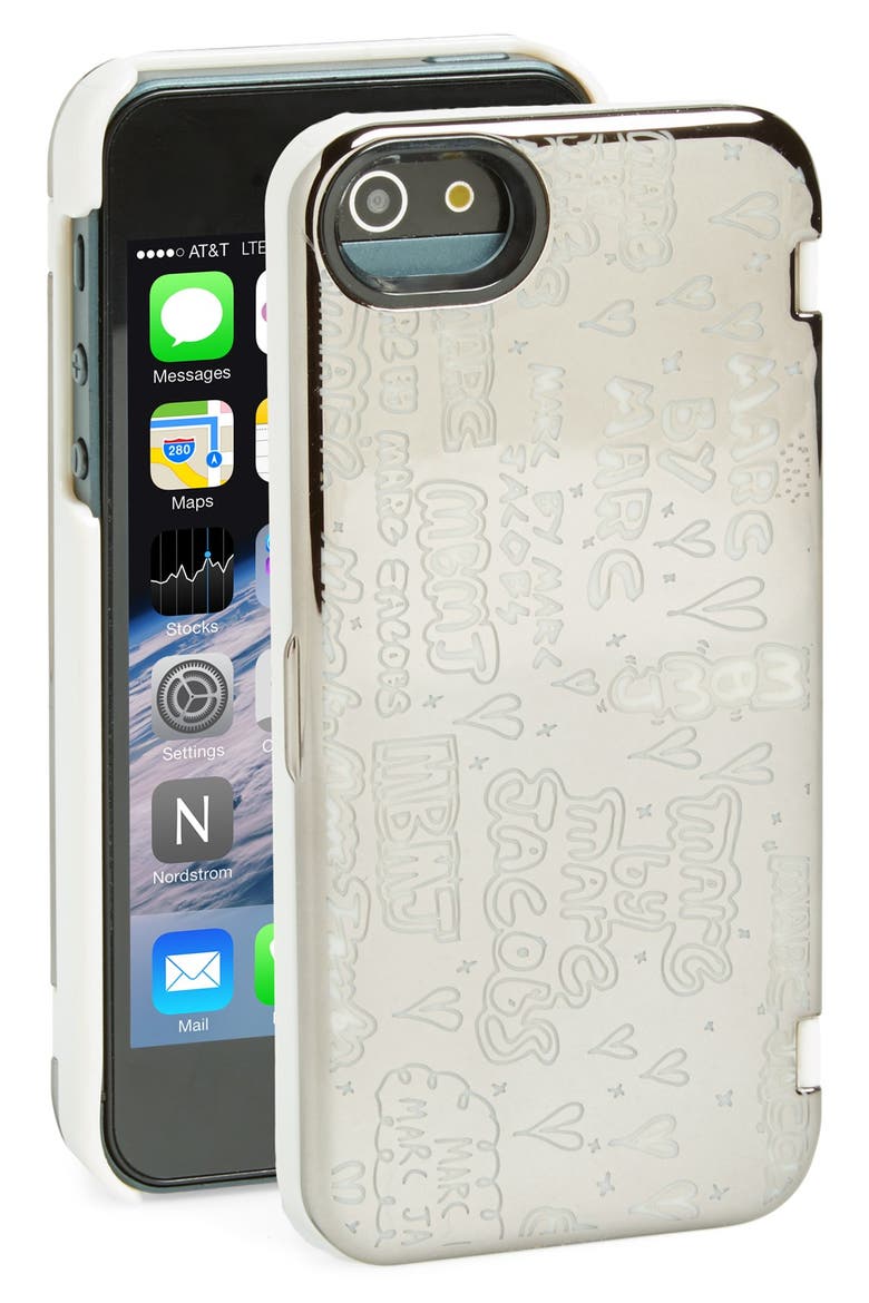 MARC BY MARC JACOBS 'Scribble' Mirror iPhone 5 & 5s Case, Main, color, GUNMETAL MULTI