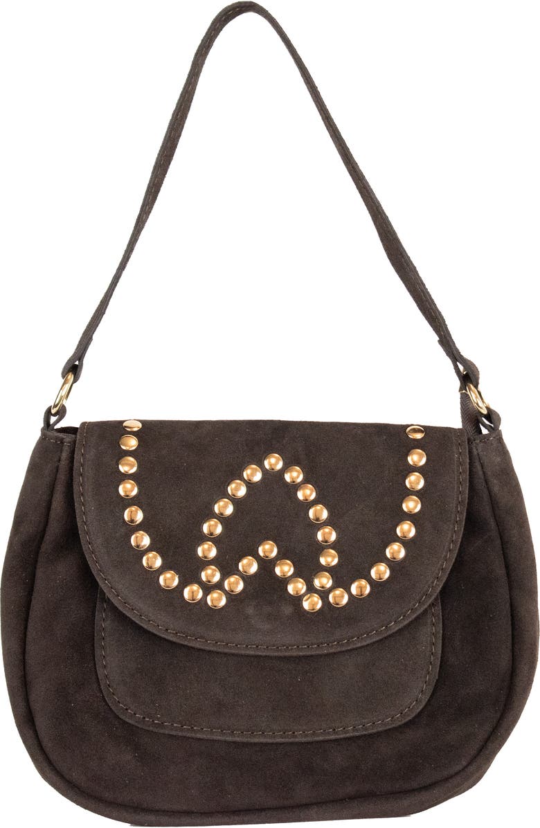 Persaman New York Studded Shoulder Bag, Main, color, Brown