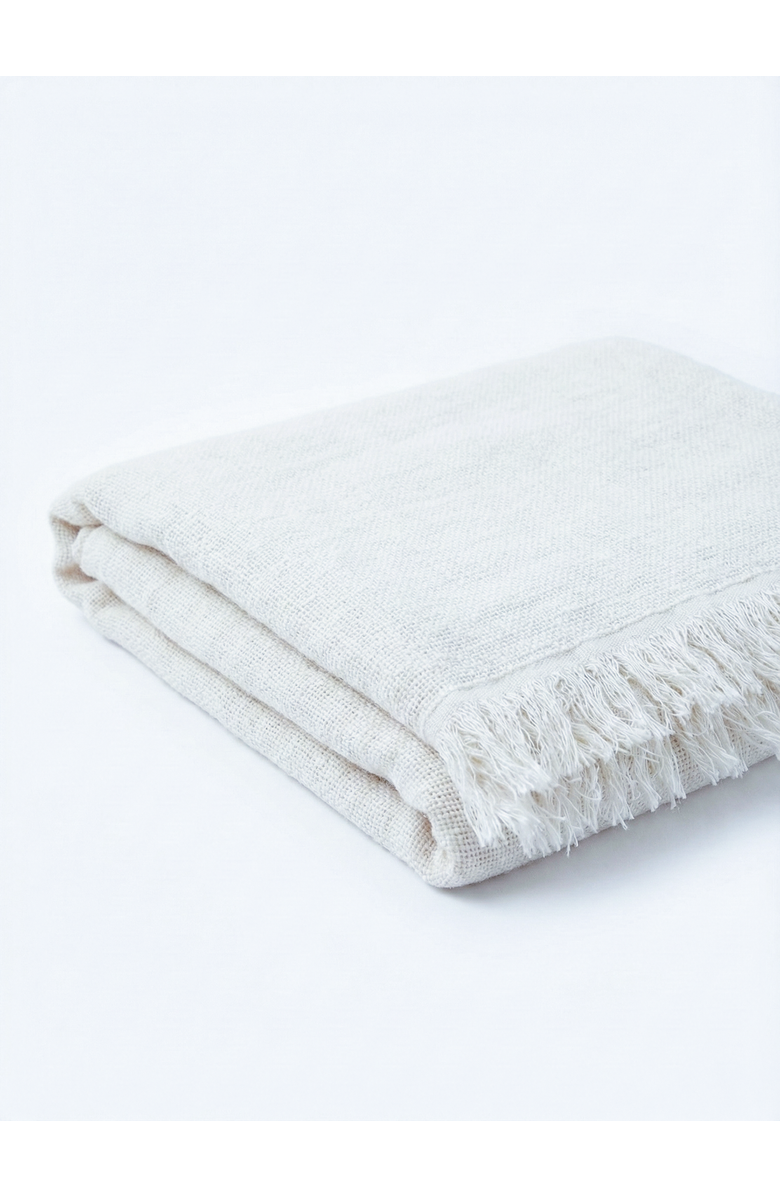 Anaya Reversible Linen Fringe Throw, Alternate, color, Bright White