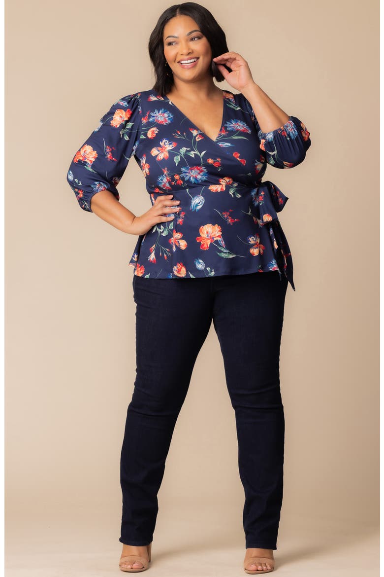 Nina Wrap Top, Alternate, color, VIBRANT NAVY FLORALS