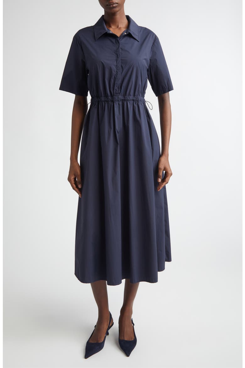 Stretch Nylon Midi Shirtdress, Main, color, 9201 NAVY