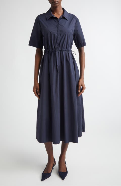 Stretch Nylon Midi Shirtdress