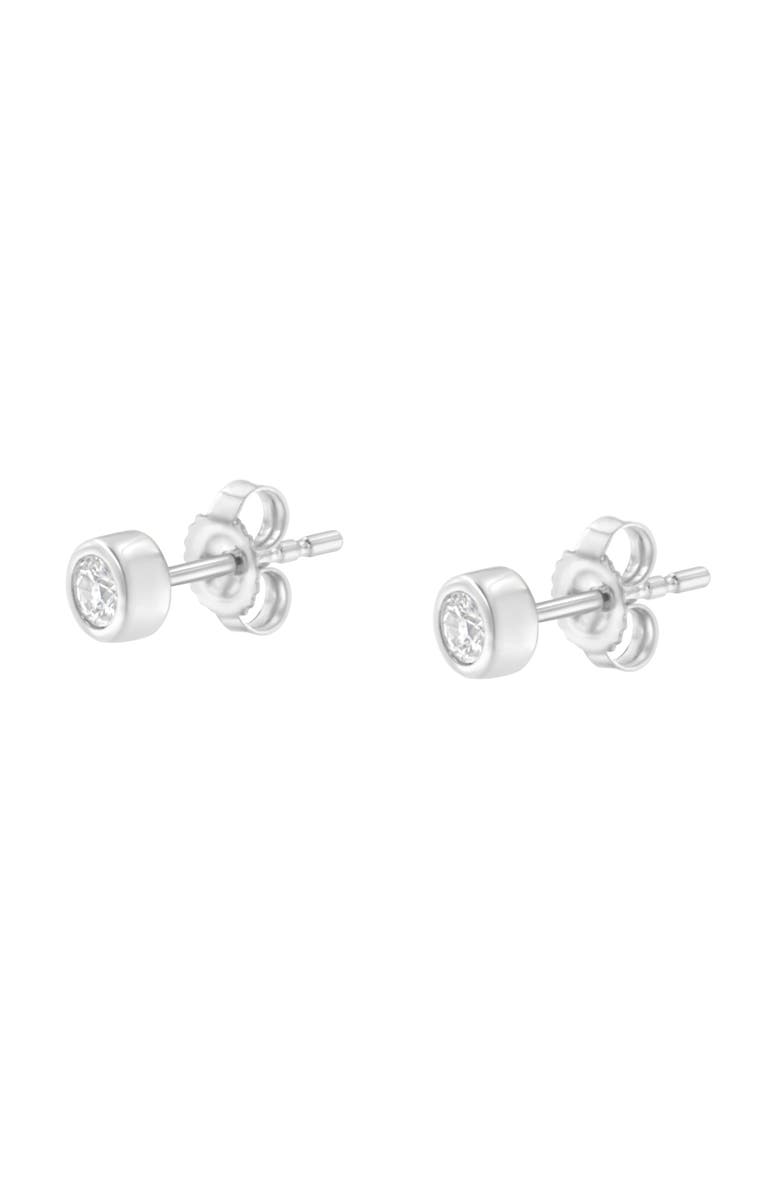 Haus of Brilliance 10K Gold 1/7 Ct Round Diamond Bezel- Stud Earrings, Alternate, color, White