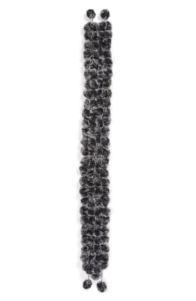 La Fiorentina Faux Fur Pompom Muffler Scarf, Alternate, color, Black/ Snow