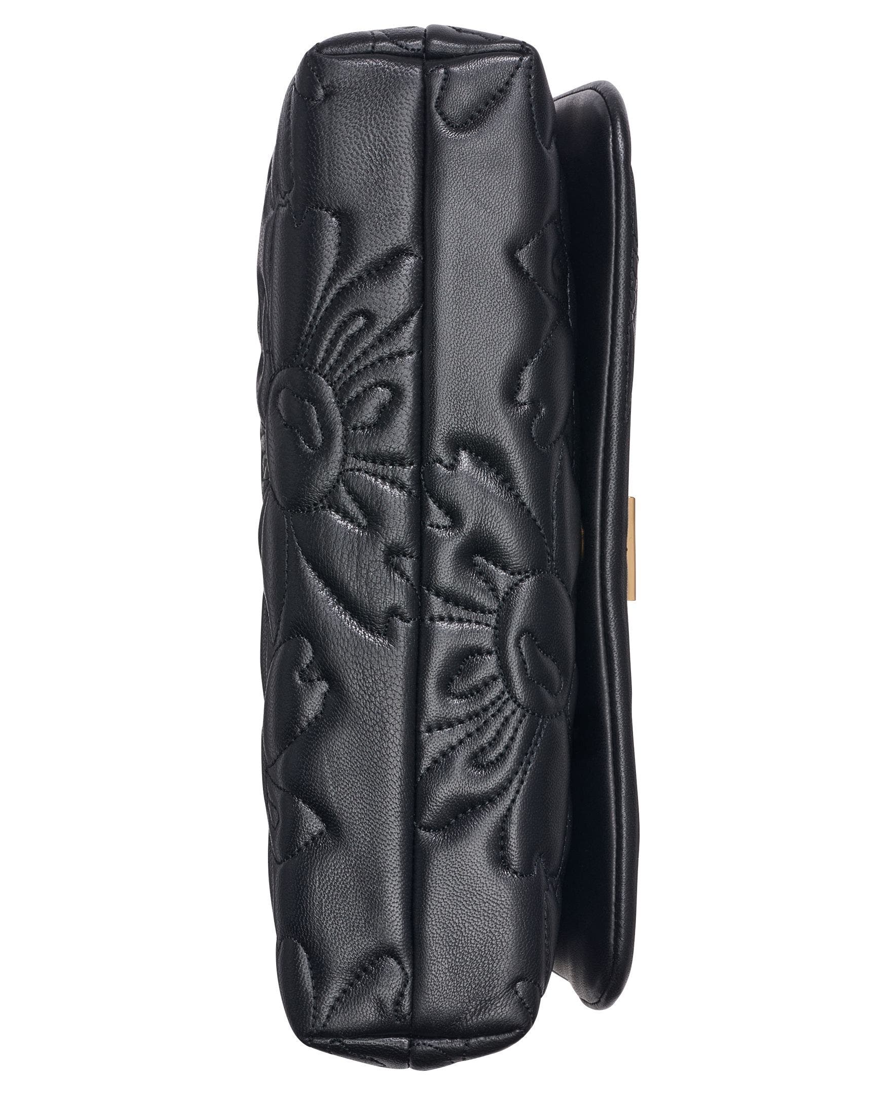 KARL LAGERFELD PARIS Lafayette Quilted Floral Shoulder, Alternate, color, Black/Gold