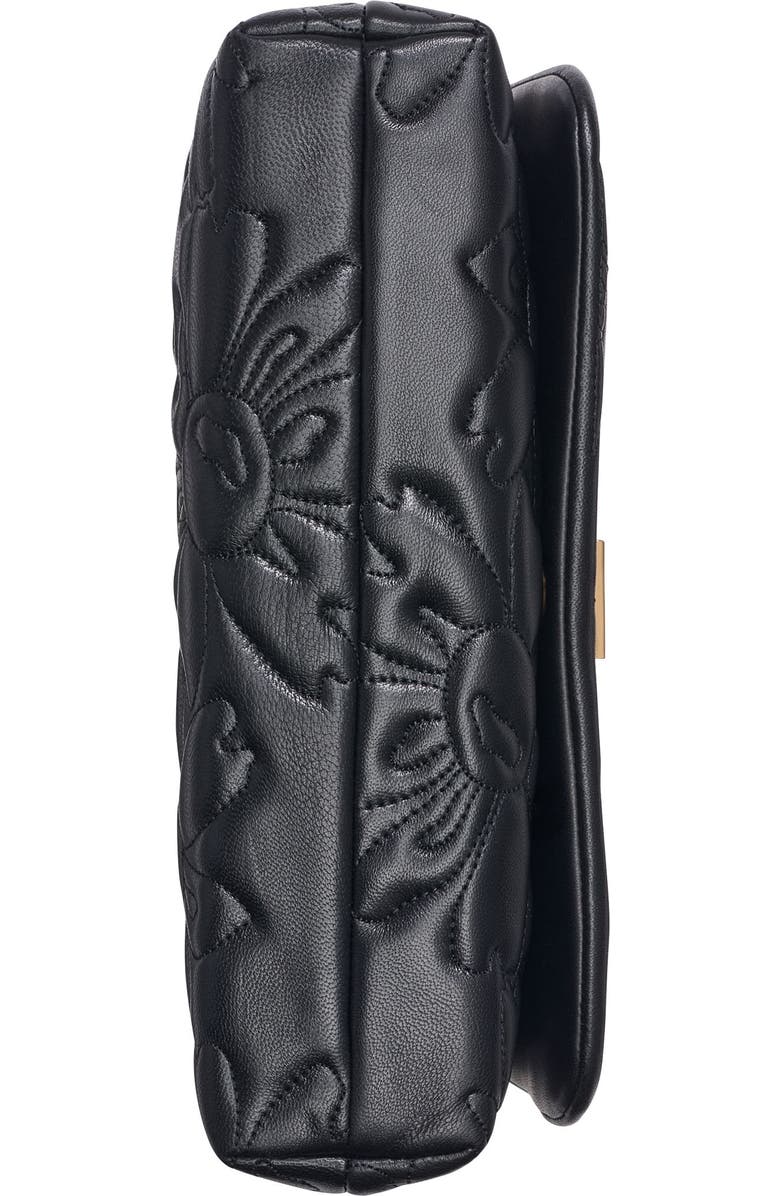 KARL LAGERFELD PARIS Lafayette Quilted Floral Shoulder, Alternate, color, Black/Gold