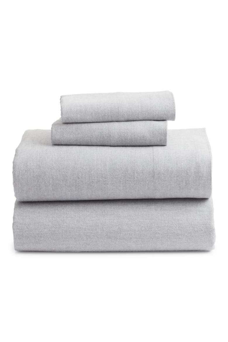 Flannel Sheet Set, Main, color, GREY HEATHER