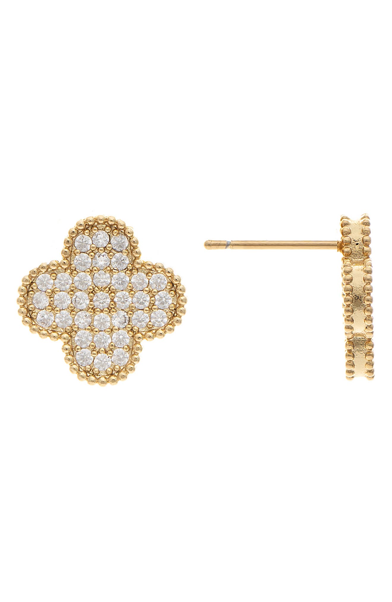 Pavé Cubic Zirconia Clover Stud Earrings