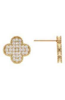 Pavé Cubic Zirconia Clover Stud Earrings