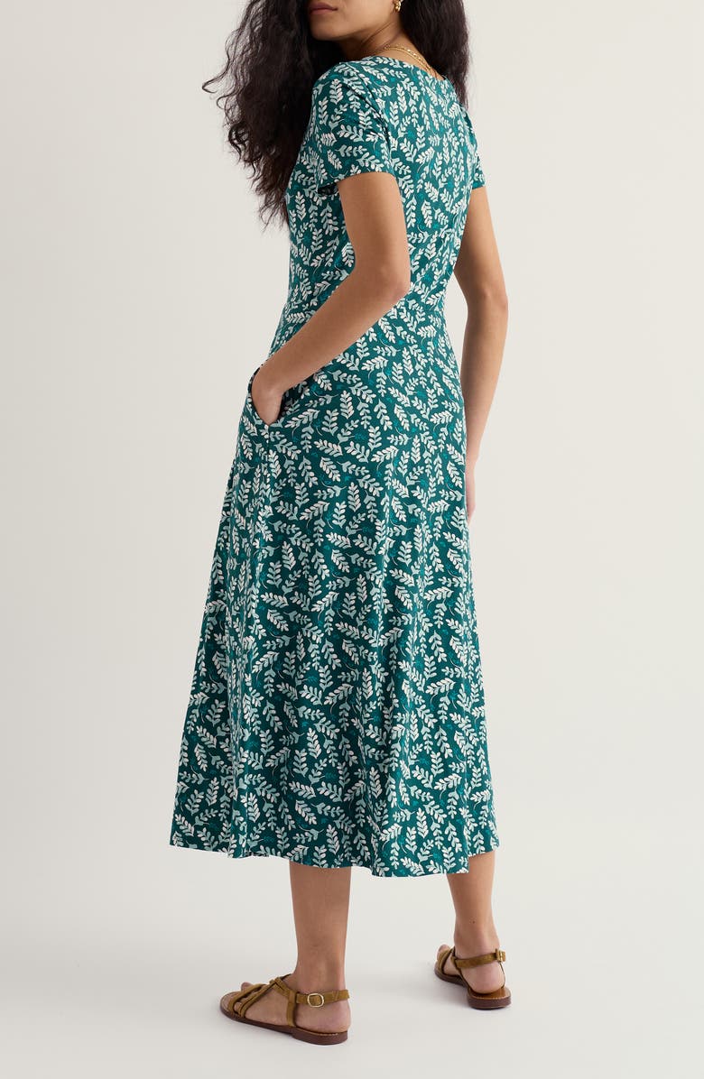 Seasalt Cornwall Veronica Print Stretch Organic Cotton Jersey Midi Dress, Alternate, color, Indigo Leaf Dark Wreckage