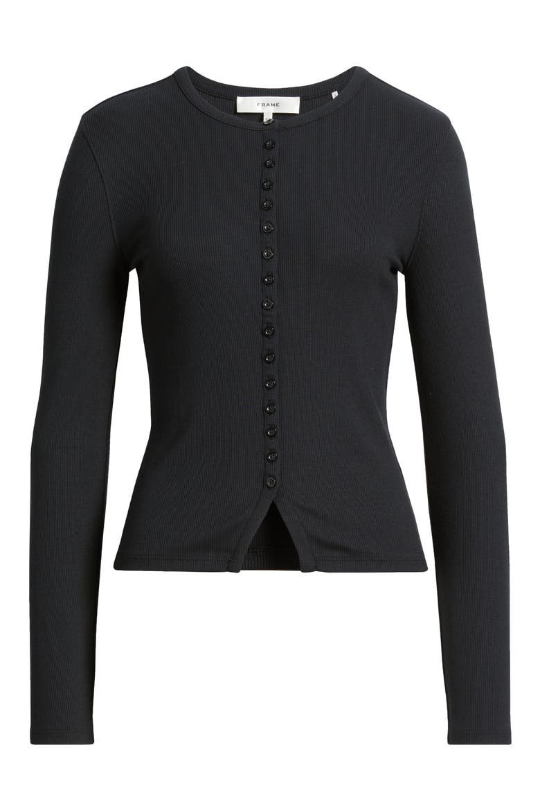 The Rib Splay Stretch Modal Cardigan, Alternate, color, BLACK