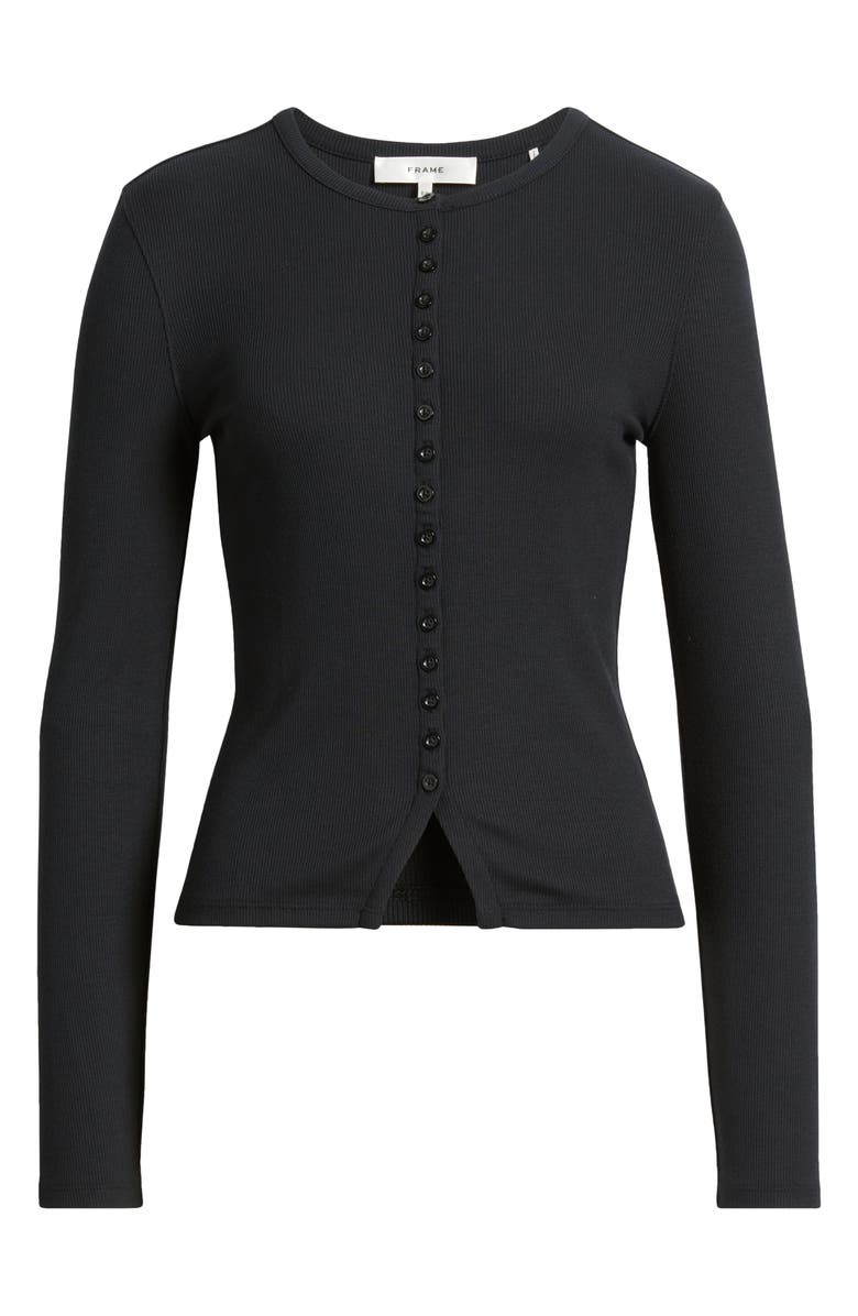 FRAME The Rib Splay Stretch Modal Cardigan, Alternate, color, Black