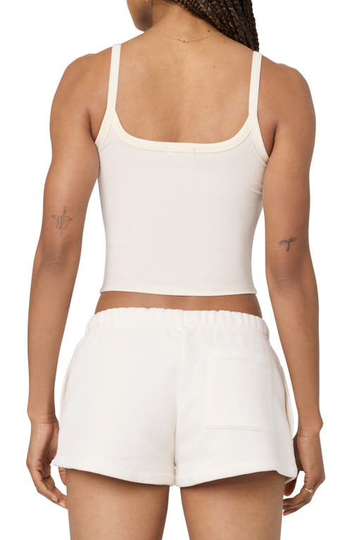 Florence By Mills Couch Date Rose Embroidered Crop Rib Tank In White Rose