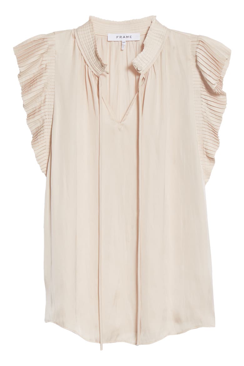 Pleat Keyhole Blouse, Alternate, color, PARCHMENT
