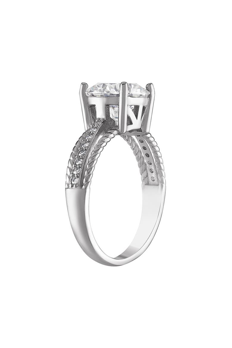 Sterling Silver Created Moissanite Engagement Ring, Alternate, color, SILVER
