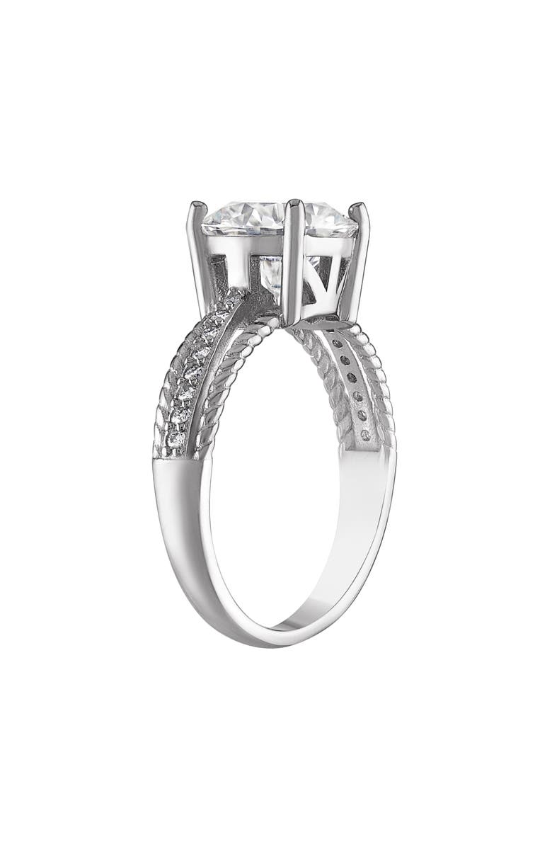 FZN Sterling Silver Created Moissanite Engagement Ring, Alternate, color, Silver