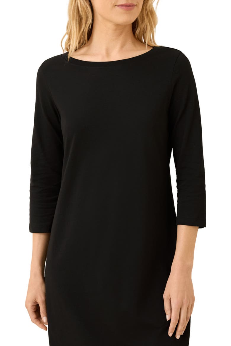 Organic Cotton Softspun Boat Neck Dress, Alternate, color, Black