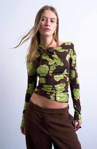 Topshop Abstract Floral Asymmetric Neck Top