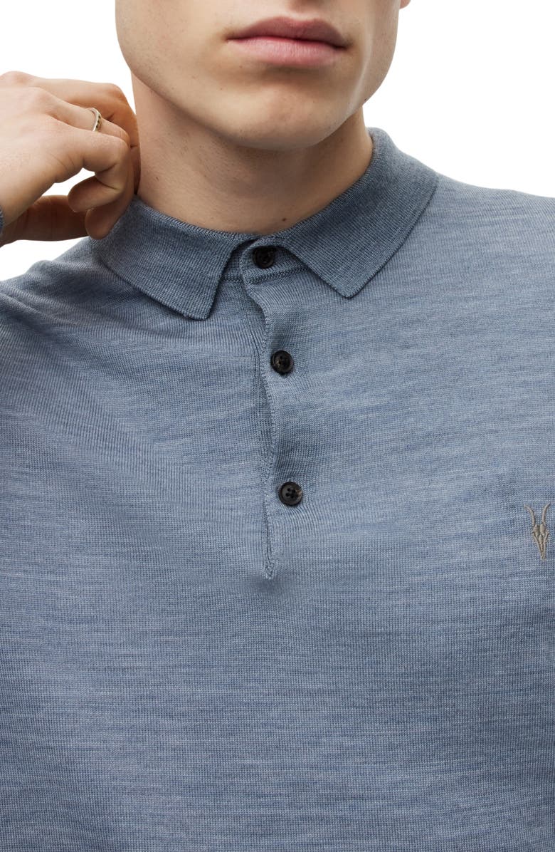 AllSaints Mode Long Sleeve Merino Wool Polo, Alternate, color, 