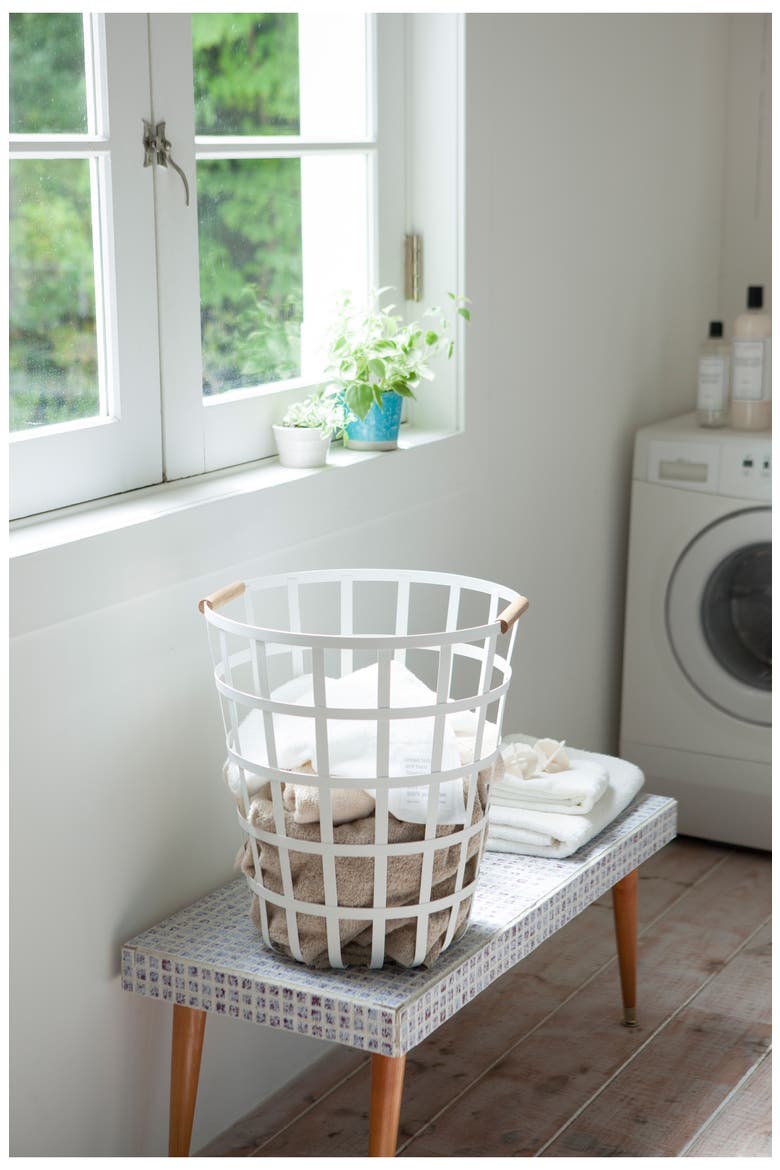 Tosca Round Steel Laundry Basket, Alternate, color, WHITE