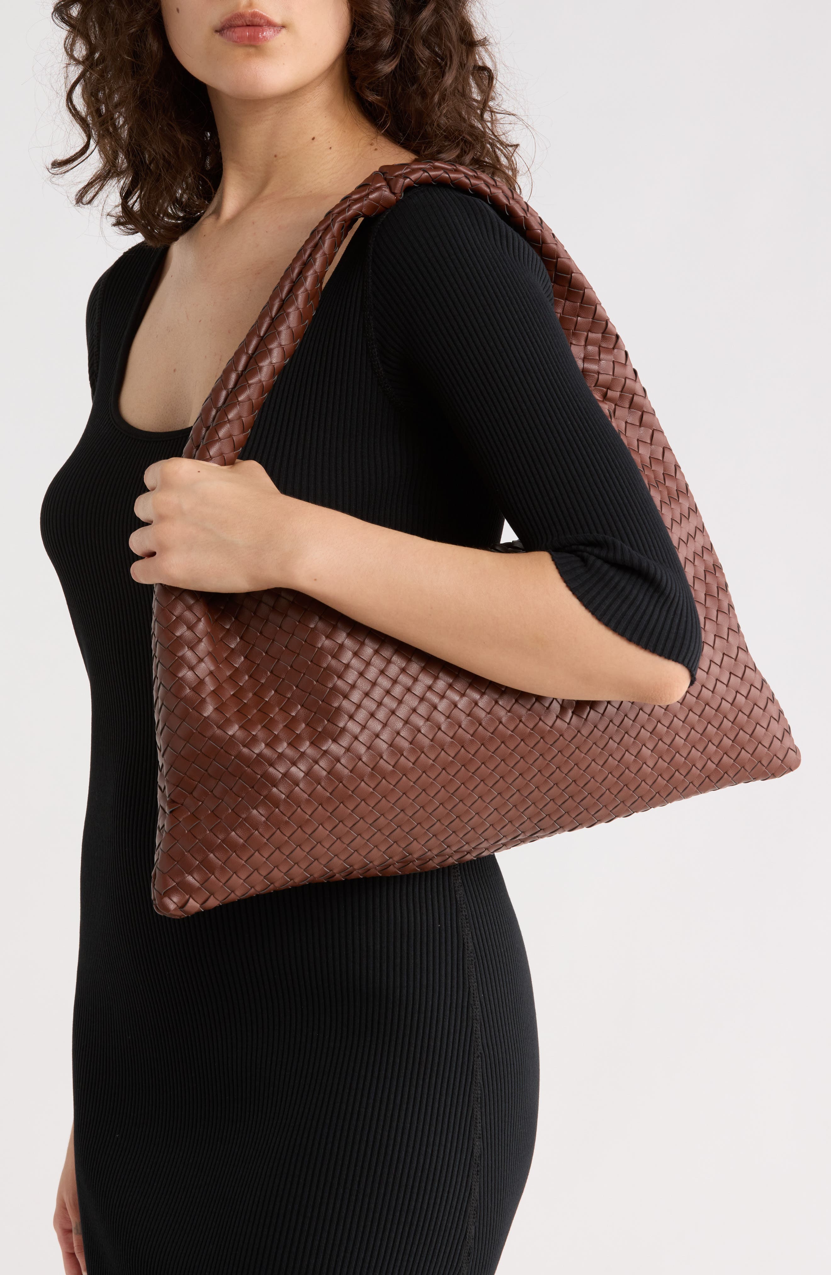 Woven Hobo Shoulder Bag, Alternate, color, CHOCOLATE