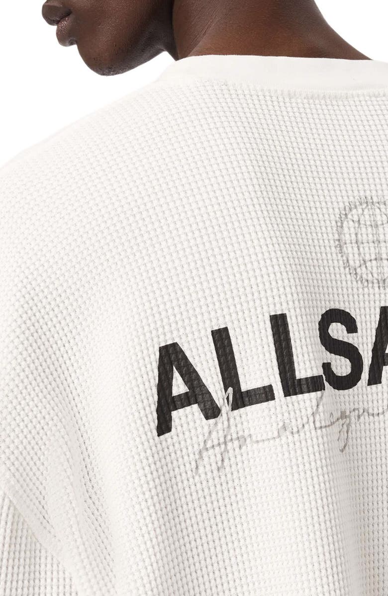 AllSaints Emblem Logo Waffle Stitch Graphic Sweatshirt, Alternate, color, Cottage White
