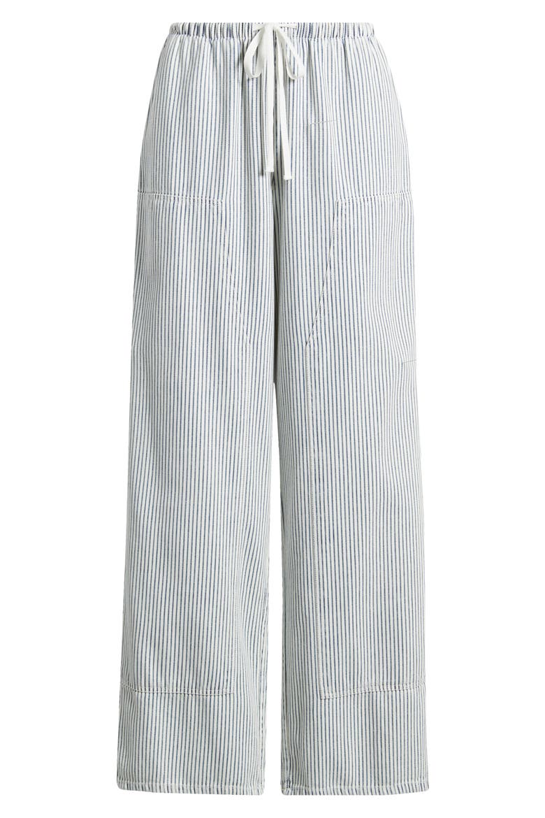 Sanderson Stripe Wide Leg Cotton Blend Drawstring Pants, Alternate, color, INDIGO RAILROAD STRIPE