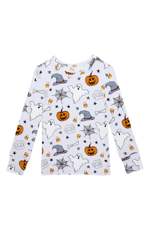 Posh Peanut Kids' Print Fitted Two-piece Pajamas In White