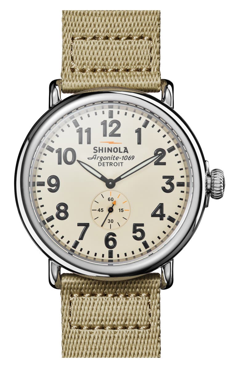 Shinola Runwell Sub Second Nylon Strap Watch, 47mm, Main, color, 