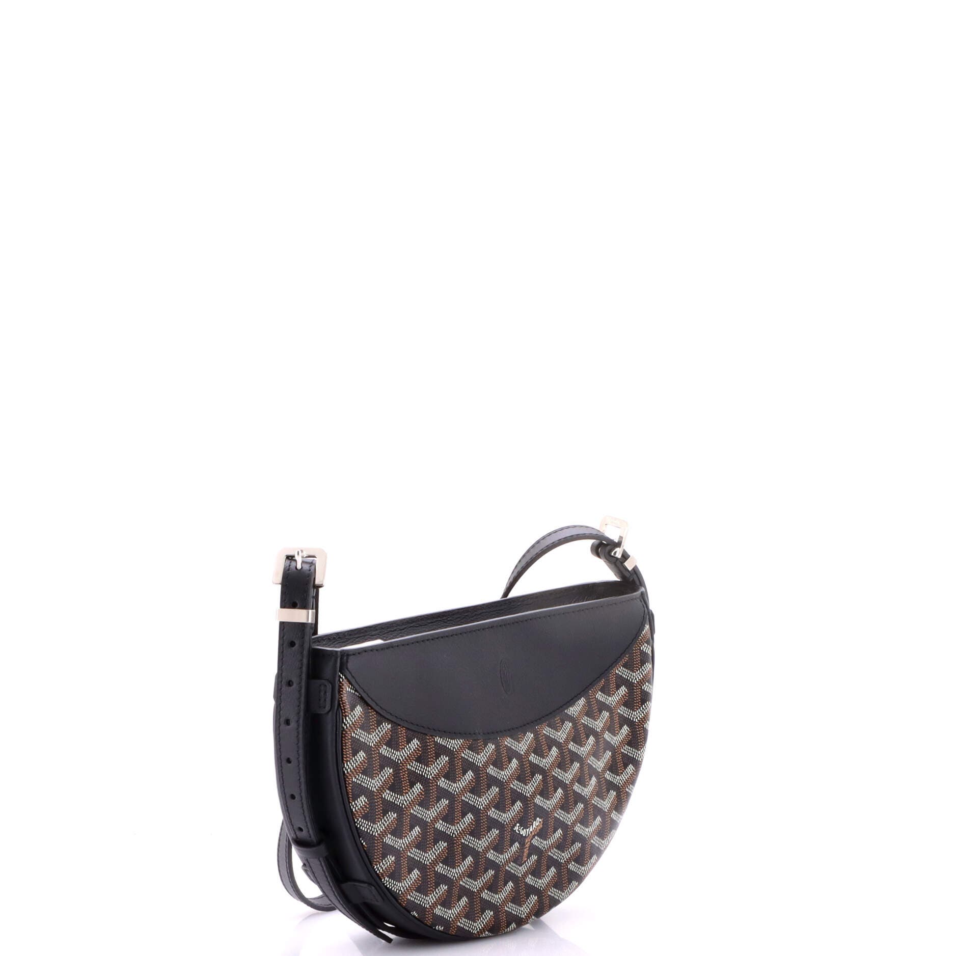Hirondelle Shoulder Bag Coated Canvas and Leather, Alternate, color, Black