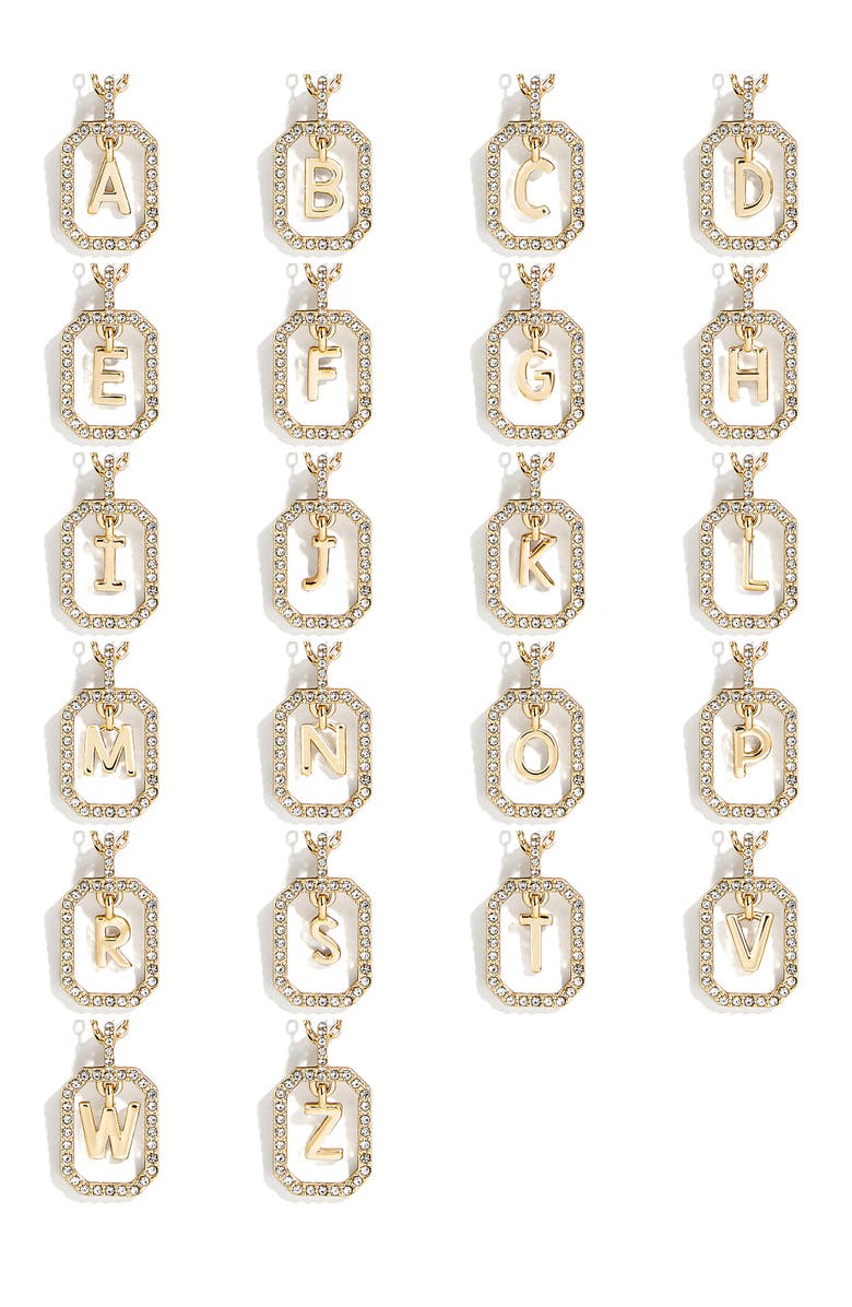 BaubleBar Alicia Intial Pendant Necklace, Alternate, color, Clear - A