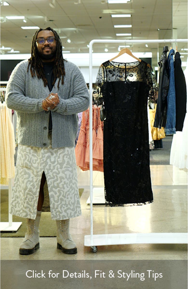 Darla Sequin Floral Embroidery Cocktail Dress, sales video thumbnail