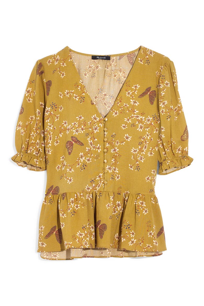 Courtyard Ruffle Hem Top, Alternate, color, BUTTERFLY GOLDEN MEADOW