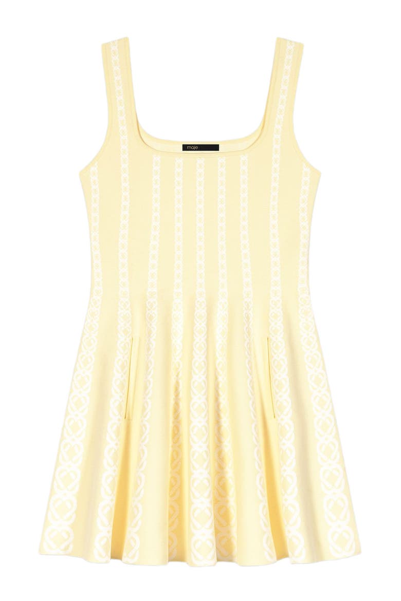Jacquard knit short dress, Main, color, Pale yellow