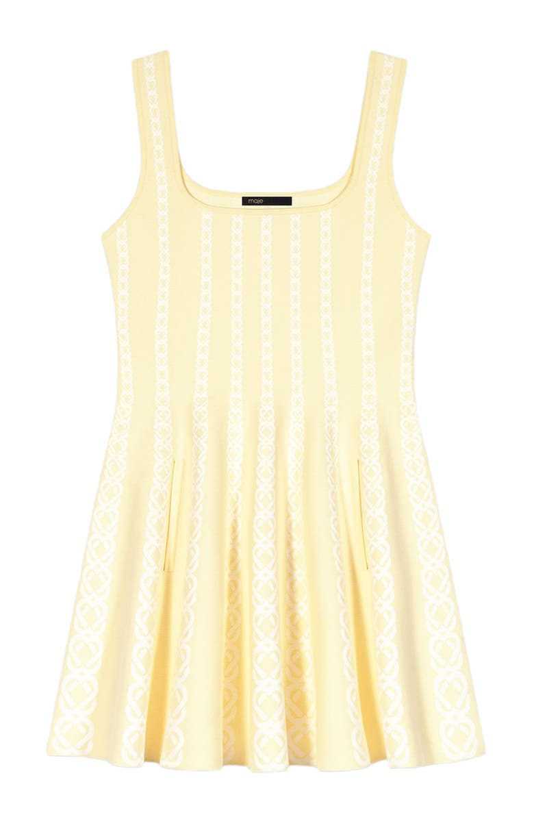 maje Jacquard knit short dress, Main, color, Pale Yellow