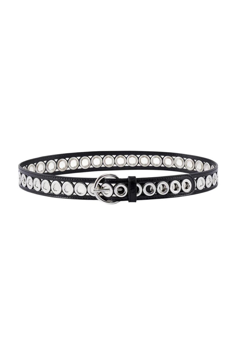 Belt with round buckle and eyelets, Main, color, Black
