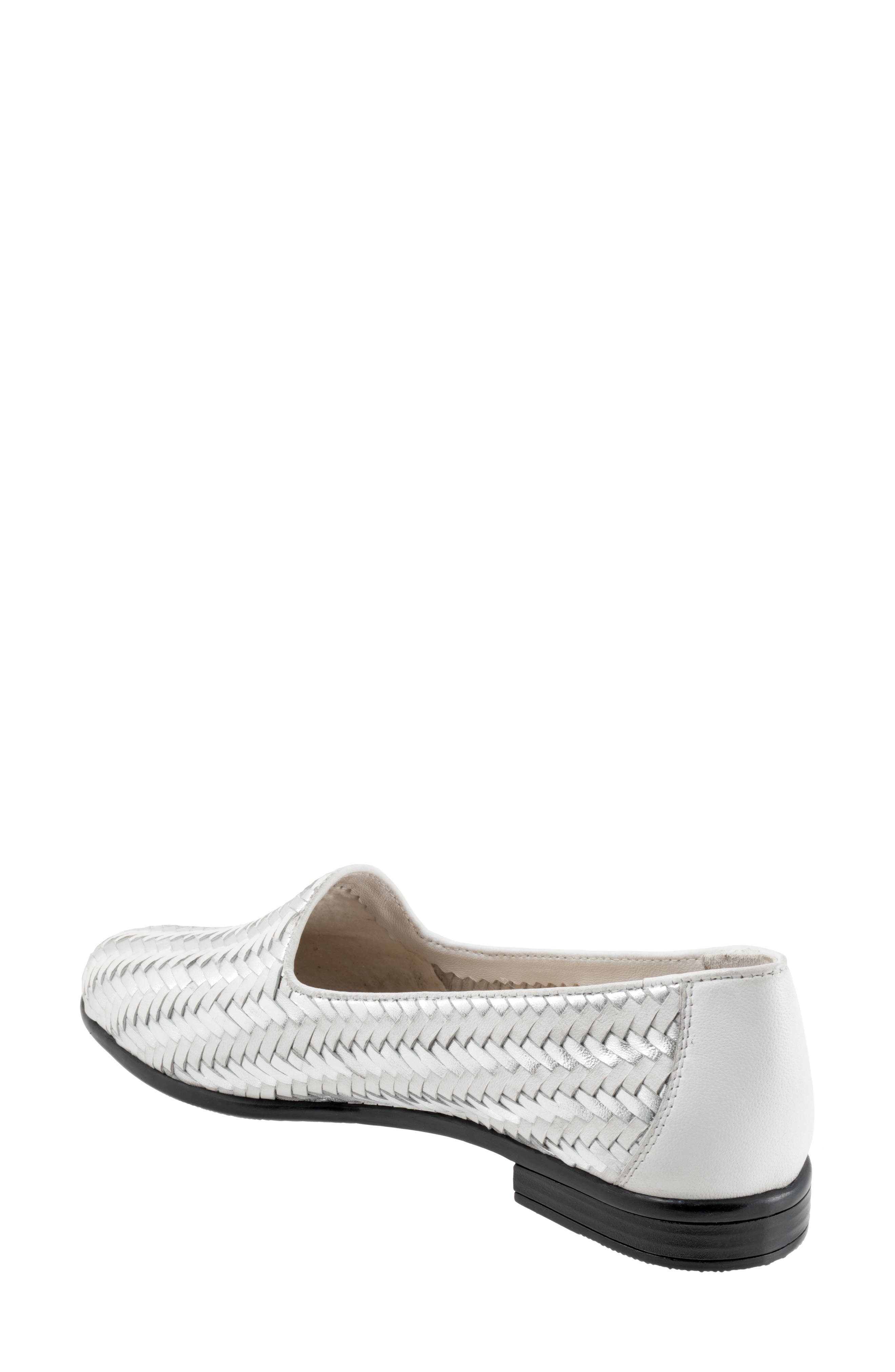 Trotters Liz III Flat, Alternate, color, White/ Silver