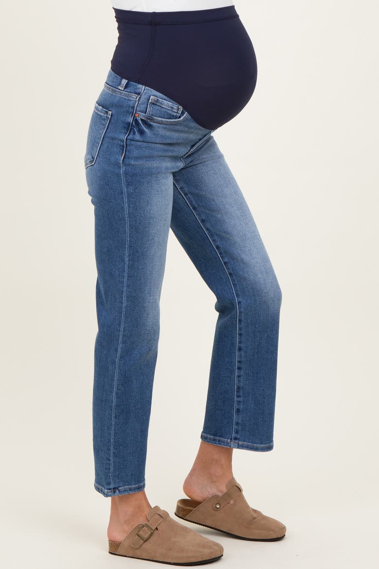 Medium Wash Ankle Straight Leg Maternity Jeans, Alternate, color, Blue