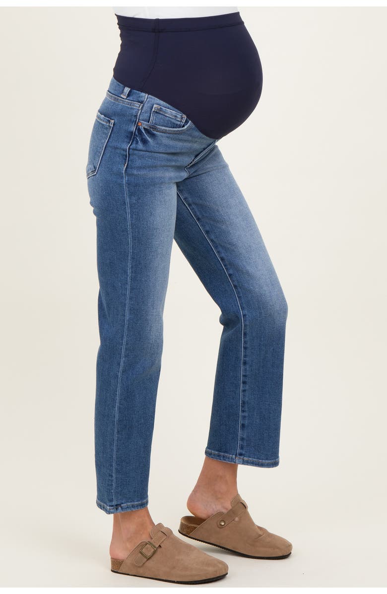 PinkBlush Medium Wash Ankle Straight Leg Maternity Jeans, Alternate, color, Blue