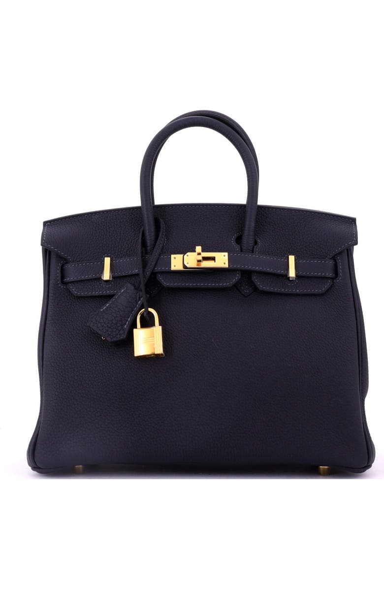 Pre-Owned Hermes Birkin Handbag Blue Togo with Gold Hardware 25, Main, color, Caban