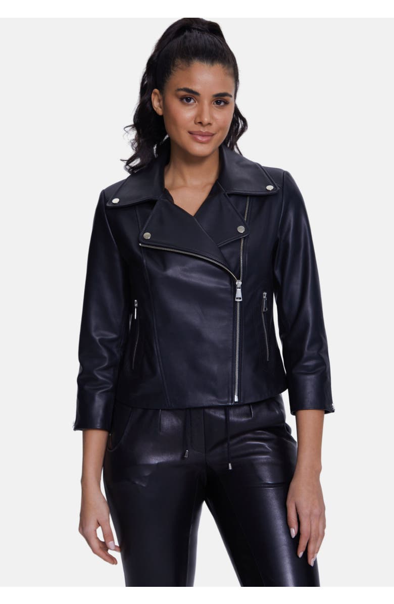 Furniq UK Cordelia Leather Jacket, Main, color, Black
